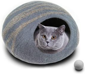 img 4 attached to 🐈 Philojoy Premium Felt Cat Bed Cave: Handmade, Eco-Friendly 100% Merino Wool Bed for Cats and Kittens - Covered and Comfortable Cat House and Bed for Kitty (Large)