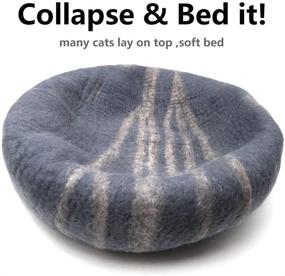 img 2 attached to 🐈 Philojoy Premium Felt Cat Bed Cave: Handmade, Eco-Friendly 100% Merino Wool Bed for Cats and Kittens - Covered and Comfortable Cat House and Bed for Kitty (Large)