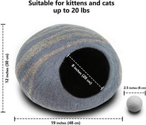 img 3 attached to 🐈 Philojoy Premium Felt Cat Bed Cave: Handmade, Eco-Friendly 100% Merino Wool Bed for Cats and Kittens - Covered and Comfortable Cat House and Bed for Kitty (Large)