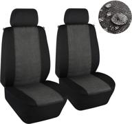 🚗 elantrip waterproof linen cloth front seat covers: ultimate protection for cars, suvs, and trucks - black and gray, 2 pc logo