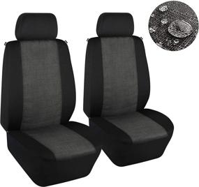 img 4 attached to 🚗 Elantrip Waterproof Linen Cloth Front Seat Covers: Ultimate Protection for Cars, SUVs, and Trucks - Black and Gray, 2 PC