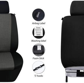 img 1 attached to 🚗 Elantrip Waterproof Linen Cloth Front Seat Covers: Ultimate Protection for Cars, SUVs, and Trucks - Black and Gray, 2 PC