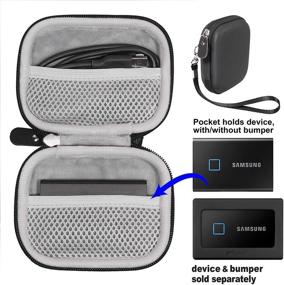 img 3 attached to Улучшенный чехол для Samsung T7 Touch Portable SSD, T5, картридера, USB-хаба, Type C-хаба, HD-хаба с сетчатыми карманами и ремешком на запястье