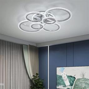 img 2 attached to 💡 Garwarm LED Ceiling Lamp 76W: Dimmable 6 Rings Chandelier for Modern Living Room Bedroom,Chrome