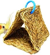 🐦 handcrafted seagrass tent hut bird toy for parrot cages - ideal for african grey, amazon, conure. premium quality made in the usa. логотип