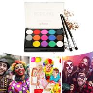 skymore face paint kit - high-quality professional face & body paint with 15 colors, 2 brushes - ideal for halloween party, cosplay, thanksgiving, christmas - makeup face paint palette set logo