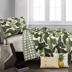 img 3 attached to 🌴 Lush Decor Green Tropical Paradise Quilt: Leaf Palm Rainforest Reversible 5 Piece Bedding Set - King: Find the Perfect King-size Tropical Bedding Set at Lush Decor