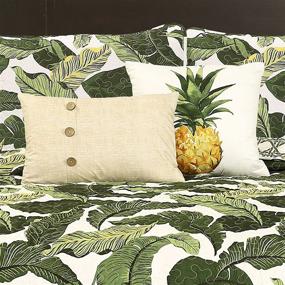 img 2 attached to 🌴 Lush Decor Green Tropical Paradise Quilt: Leaf Palm Rainforest Reversible 5 Piece Bedding Set - King: Find the Perfect King-size Tropical Bedding Set at Lush Decor