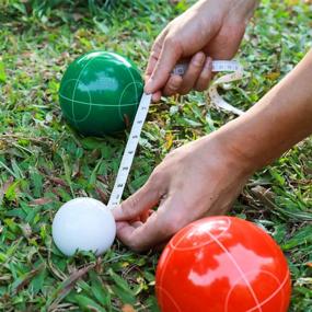 img 2 attached to 🎾 A11N 90mm Bocce Ball Set - 8 Balls in 4 Colors with Pallino, Carrying Bag, and Measuring Tape - Perfect for Backyard, Lawn, and Beach Game