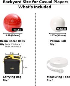 img 3 attached to 🎾 A11N 90mm Bocce Ball Set - 8 Balls in 4 Colors with Pallino, Carrying Bag, and Measuring Tape - Perfect for Backyard, Lawn, and Beach Game