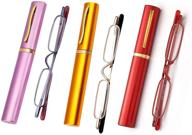 👓 viseng slim mini metal reading glasses: compact, lightweight portable readers +2.5 with case logo