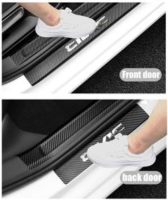 img 3 attached to 🚗 LEXLEY Honda 2005-2021 Civic 4-Door Carbon Fiber Style Leather Door Sill Protector, Anti-Dirty Scuff Plate Cover Guard Trim, Welcome Pedal Protect - Set of 4 (Silver)