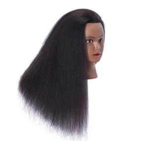 img 3 attached to 👨 Hairlink Afro Mannequin Head 100% Real Hair for Hairdresser Training & Styling Practice with Stand - Cosmetology Manikin Dolls (6611B0216)