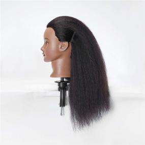 img 1 attached to 👨 Hairlink Afro Mannequin Head 100% Real Hair for Hairdresser Training & Styling Practice with Stand - Cosmetology Manikin Dolls (6611B0216)