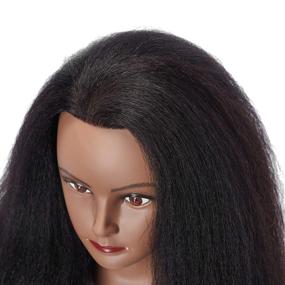 img 2 attached to 👨 Hairlink Afro Mannequin Head 100% Real Hair for Hairdresser Training & Styling Practice with Stand - Cosmetology Manikin Dolls (6611B0216)