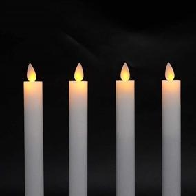 img 2 attached to 🕯️ Eldnacele Flameless Taper Candles: Remote Timer, Moving Wick LED Battery Operated Real Wax Candlesticks - Christmas Dinner Party Home Decoration 4 Pack (White)