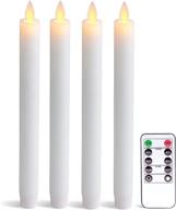 🕯️ eldnacele flameless taper candles: remote timer, moving wick led battery operated real wax candlesticks - christmas dinner party home decoration 4 pack (white) logo