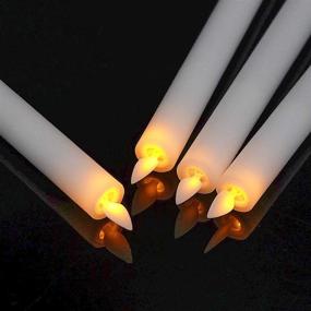 img 1 attached to 🕯️ Eldnacele Flameless Taper Candles: Remote Timer, Moving Wick LED Battery Operated Real Wax Candlesticks - Christmas Dinner Party Home Decoration 4 Pack (White)