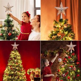 img 3 attached to Silver Glittered Hollow Star Tree Topper with Built-In 10 Bulb String Lights, 3D 🌟 Star Treetop Plug-In (Includes 4 Spare Bulbs, 2 Fuses) for Christmas Tree Decorations and Holiday Decor