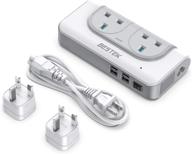 bestek 200w voltage converter 100-240v with 4-port usb charging - universal travel charger for all countries to us (white) logo