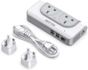 img 4 attached to Лучший преобразователь напряжения BESTEK 200 Вт 100-240 В с 4-портовой зарядкой USB - универсальное путешественническое зарядное устройство для всех стран в США (белый)