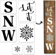 7-piece let it snow stencil set for painting on wood - reusable christmas stencil kit for porch signs, crafts, airbrush, and window spray painting - sturdy and durable art painting stencils logo