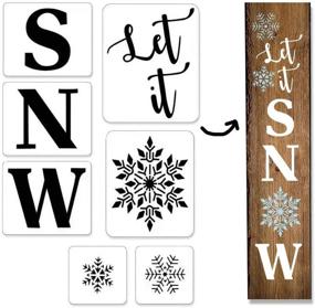 img 4 attached to 7-Piece Let It Snow Stencil Set for Painting on Wood - Reusable Christmas Stencil Kit for Porch Signs, Crafts, Airbrush, and Window Spray Painting - Sturdy and Durable Art Painting Stencils