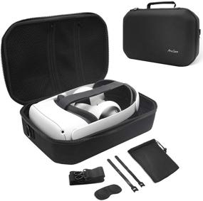 img 4 attached to 📦 ProCase Hard Travel Case for Oculus Quest 2 VR Gaming Headset, Controllers & Accessories - Shockproof EVA Hard Shell Carrying Case Storage Bag with Shoulder Strap, Also Fits Elite Strap - Black