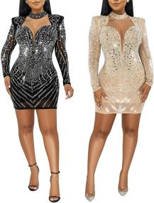 img 2 attached to Ranfare Nightclub Dresses Bodycon Rhinestone Women's Clothing and Swimsuits & Cover Ups