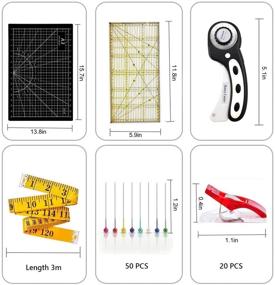 img 3 attached to 🎁 Complete O'woda Rotary Cutter Quilting Kit: A3 Cutting Mat + 45mm Rotary Cutter + Tape Measure + Patchwork Ruler + Patchwork Clip (Set of 20) + 50 Pcs Pins (Black+Gray)