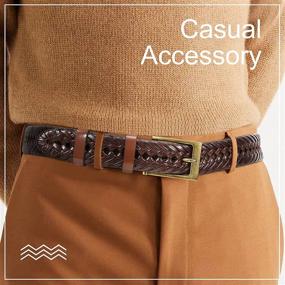 img 3 attached to JASGOOD Single B Brown Men's Braided Leather Belt - Stylish Belts and Accessories