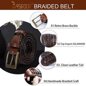 img 1 attached to JASGOOD Single B Brown Men's Braided Leather Belt - Stylish Belts and Accessories