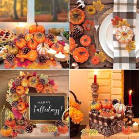 img 3 attached to 🍁 136-Piece Fall Decor for Home: Artificial Pumpkins, Foam Mini Pumpkins, Fake Maple Leaves for Wedding, Autumn, Thanksgiving, Halloween Table - Farmhouse Fall Decorations