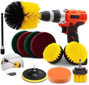 img 4 attached to 🧹 11-Piece Drill Brush Attachment Set for Effective Cleaning: Power Scrubber Drill Brush Kit with Scouring Pad Multipurpose Cleaning Kit for Bathroom, Toilet, Grout, Floor, Tub, Shower, Tile, Auto, Sinks, and Kitchen