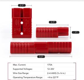 img 2 attached to Orion Motor Tech 175A Wire Harness Plug Kit for 2-4 Gauge Cables - Quick Connect Disconnect Set for Car, Bike, ATV, Winches, Lifts, Motors, and More - 12V-36V Battery Wire Connector 4 Pack, Red