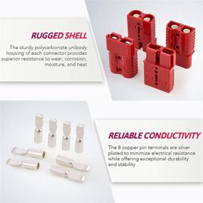 img 1 attached to Orion Motor Tech 175A Wire Harness Plug Kit for 2-4 Gauge Cables - Quick Connect Disconnect Set for Car, Bike, ATV, Winches, Lifts, Motors, and More - 12V-36V Battery Wire Connector 4 Pack, Red