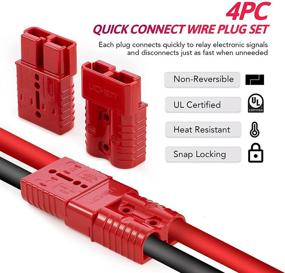 img 3 attached to Orion Motor Tech 175A Wire Harness Plug Kit for 2-4 Gauge Cables - Quick Connect Disconnect Set for Car, Bike, ATV, Winches, Lifts, Motors, and More - 12V-36V Battery Wire Connector 4 Pack, Red