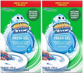 img 4 attached to 🚽 Scrubbing Bubbles Fresh Gel Toilet Cleaning Stamp Refill Value Pack, Rainshower - 24 Stamps, 2 Pack: Effective Cleaning Solution for a Fresh Bathroom