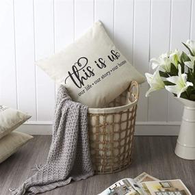 img 1 attached to 🏡 18x18 Meekio Farmhouse Pillow Covers with 'This is Us' Quote - Perfect Farmhouse Decor and Housewarming Gifts for New Home