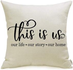 img 4 attached to 🏡 18x18 Meekio Farmhouse Pillow Covers with 'This is Us' Quote - Perfect Farmhouse Decor and Housewarming Gifts for New Home