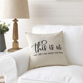 img 3 attached to 🏡 18x18 Meekio Farmhouse Pillow Covers with 'This is Us' Quote - Perfect Farmhouse Decor and Housewarming Gifts for New Home