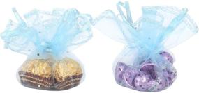 img 4 attached to Sky Blue 9.8 Inch Drawstring Organza Bags - Pack of 🎁 50pcs for Jewelry, Candy, Gifts - Perfect for Christmas, Wedding, Party Favors