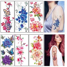 img 2 attached to 🌸 Enhance Your Style with Flower Temporary Tattoos: 3D Butterfly Rose Tattoo Stickers for Women - Waterproof, Sexy & Colorful Body Art