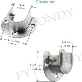 img 3 attached to 🛠️ FYTRODNY Stainless Steel Wardrobe Closet Rod Bracket, U-Shaped Open Type Socket Bracket, Shower Curtain Rod Pole End Supports Sockets Flange (1 INCH, Pack of 4)