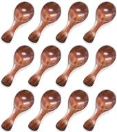 hansgo small wooden spoon set - ideal for ice cream, coffee, tea, sugar, salt, honey, jams, and mustard - pack of 10, 3 inches spoons logo