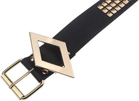 img 2 attached to 💃 Coolcoco Women's Girls Black Leather Belt with Gold Studs & Metal Buckle - Perfect Cosplay Accessory Outfit