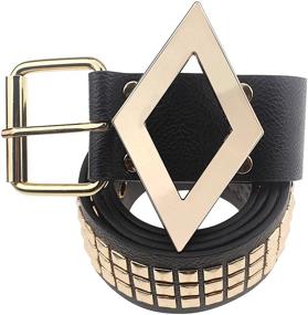 img 3 attached to 💃 Coolcoco Women's Girls Black Leather Belt with Gold Studs & Metal Buckle - Perfect Cosplay Accessory Outfit