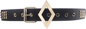 img 4 attached to 💃 Coolcoco Women's Girls Black Leather Belt with Gold Studs & Metal Buckle - Perfect Cosplay Accessory Outfit