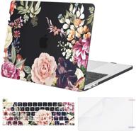 mosiso macbook pro 13 inch case - black rose leaves hard shell (2016-2020 release) with keyboard cover & screen protector logo