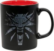 ☕🐺 witcher 3 white wolf medallion coffee mug - stylish ceramic cup for witcher fans - black/red, 11oz логотип